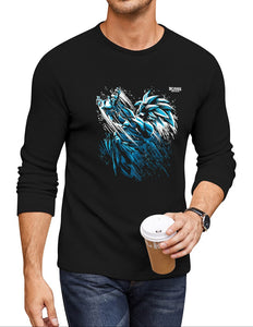 Bosse Ice Blue Saiyan Men's Long Sleeve Black Tee