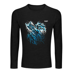 Bosse Ice Blue Saiyan Men's Long Sleeve Black Tee