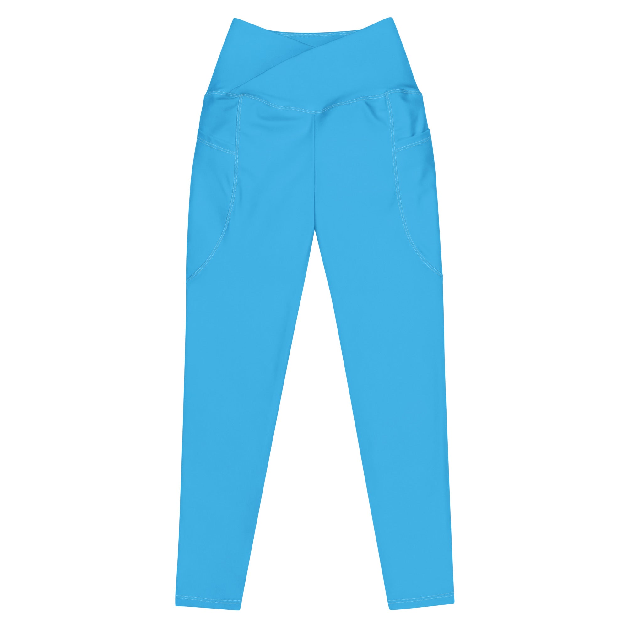 Bosse Fitness Tiffany Blue Crossover Leggings with pockets