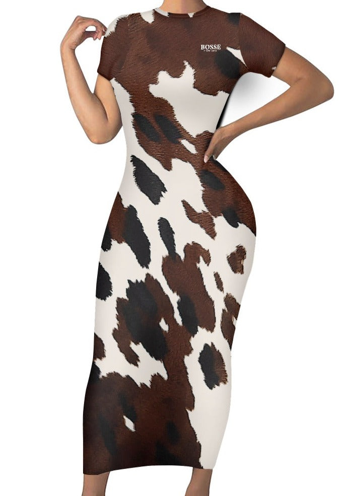 Lenora Cow Print Bodycon Dress