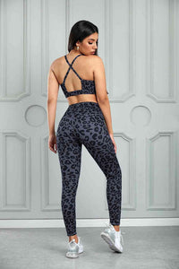 Leanna Leopard Cutout Sports Bra and Leggings Set