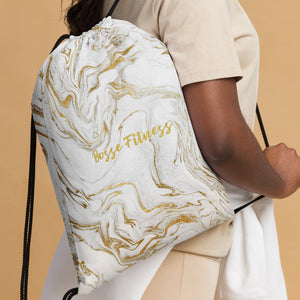 Bosse Fitness White Marble Drawstring Gym Bag