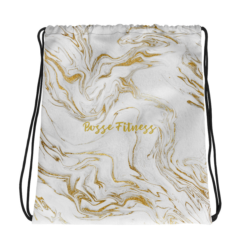 Bosse Fitness White Marble Drawstring Gym Bag