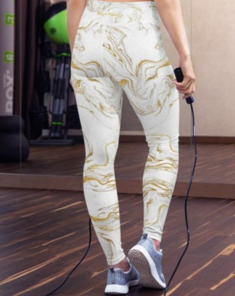 Bosse Fitness White Marble Yoga Leggings