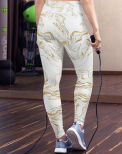 Bosse Fitness White Marble Yoga Leggings