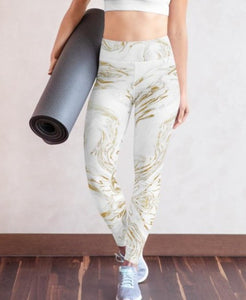 Bosse Fitness White Marble Yoga Leggings