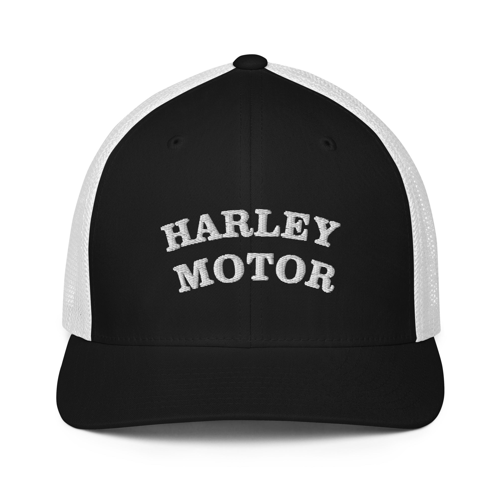 Bosse Black & White Harley Motor Trucker Cap