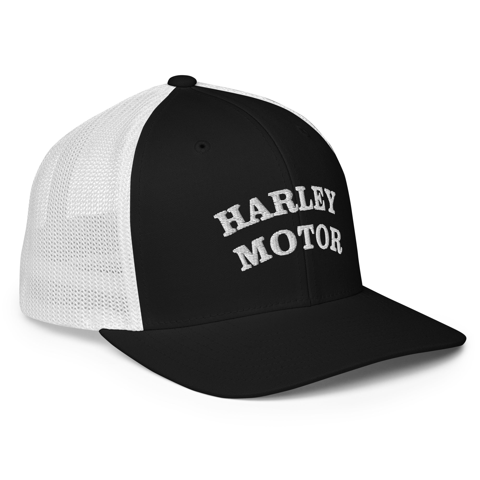 Bosse Black & White Harley Motor Trucker Cap