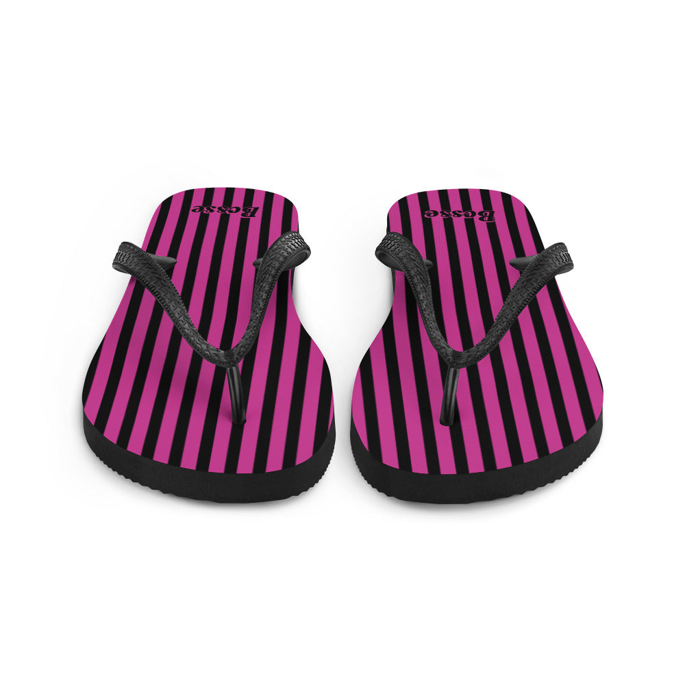 Bosse Purple and Black Striped Flip-Flops